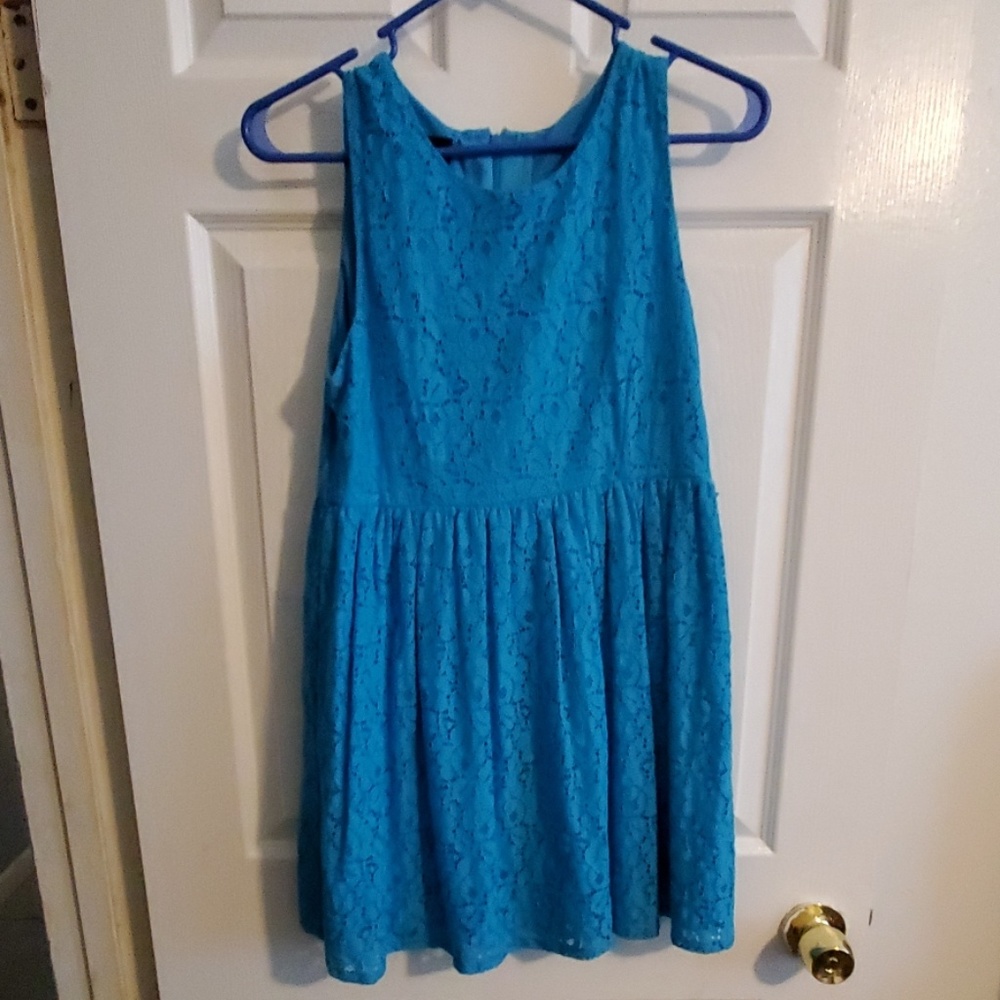 Turquoise lace dress.  Girls XL